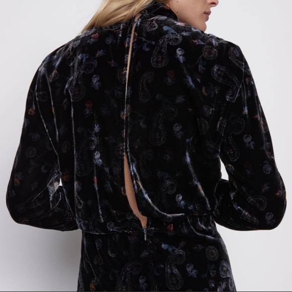 ZARA PAISLEY PRINT VELVET DRESS - Picture 7 of 10